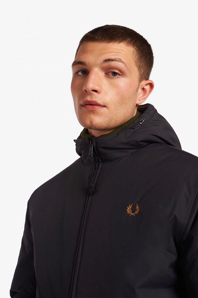 Black Fred Perry Padded Hooded Brentham Men's Jackets | PH 1219LISH